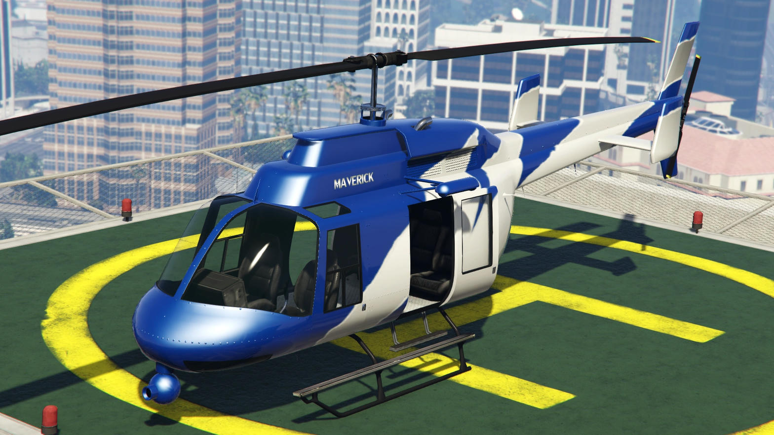 Maverick helicopter on a pad