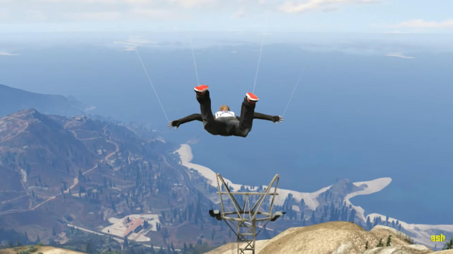 Parachute jump over San Andreas